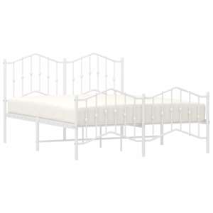 Kovový rám postele s hlavovým a nožním čelem bílý 150 x 200 cm - obrázek 4