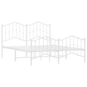 Kovový rám postele s hlavovým a nožním čelem bílý 150 x 200 cm - obrázek 5