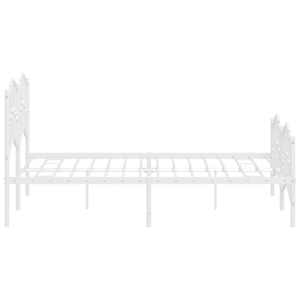 Kovový rám postele s hlavovým a nožním čelem bílý 150 x 200 cm - obrázek 7