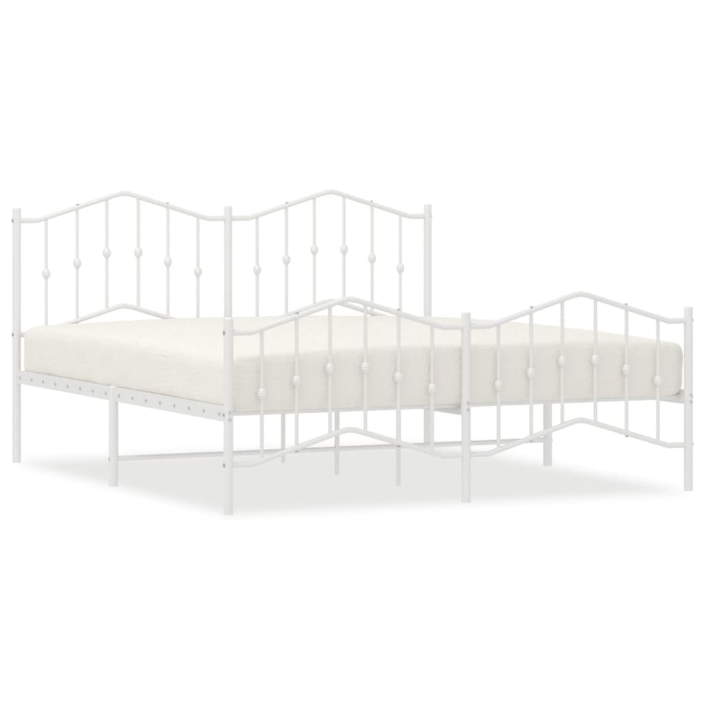 E-shop vidaXL Kovový rám postele s predným a zadným čelom biely 160x200 cm