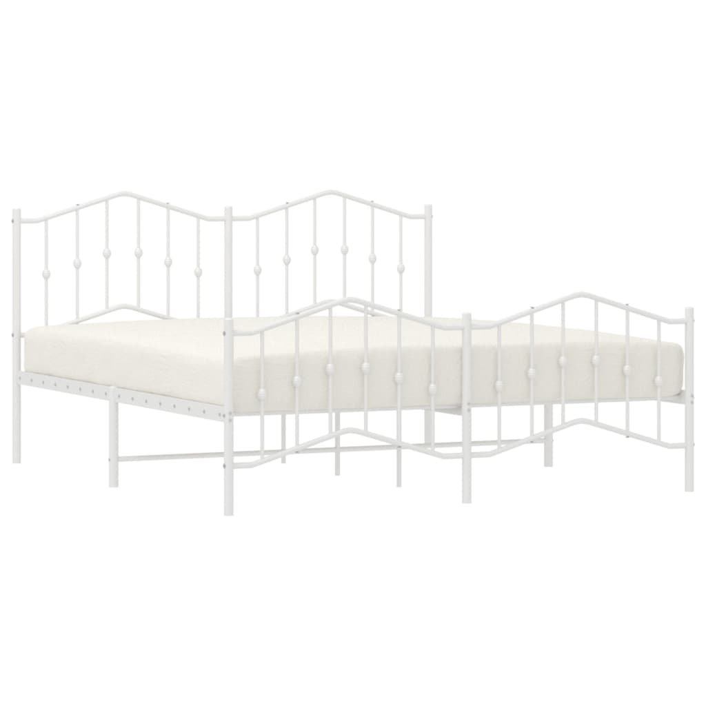 vidaXL Bedframe met hoofd- en voeteneinde metaal wit 160x200 cm afbeelding