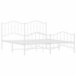Kovový rám postele s hlavovým a nožním čelem bílý 180 x 200 cm - obrázek 4