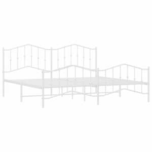 Kovový rám postele s hlavovým a nožním čelem bílý 200 x 200 cm - obrázek 4