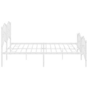 Kovový rám postele s hlavovým a nožním čelem bílý 200 x 200 cm - obrázek 6