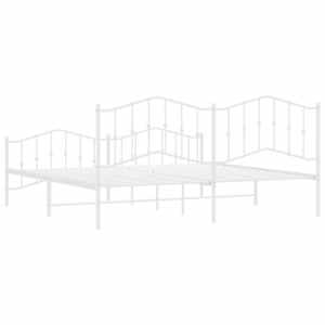 Kovový rám postele s hlavovým a nožním čelem bílý 200 x 200 cm - obrázek 7