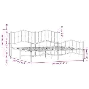 Kovový rám postele s hlavovým a nožním čelem bílý 200 x 200 cm - obrázek 9