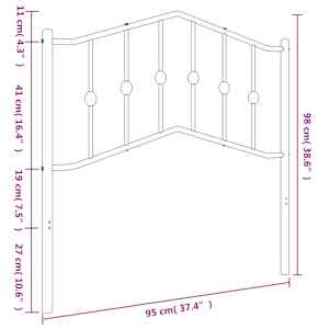 Kovové náhradní čelo postele bílé 90 cm - obrázek 6