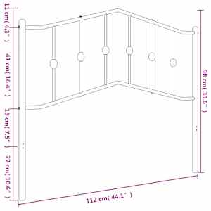 Kovové náhradní čelo postele bílé 107 cm - obrázek 6