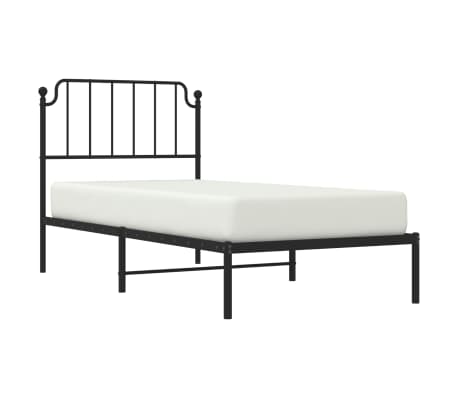 vidaXL Bedframe met hoofdbord metaal zwart 90x190 cm
