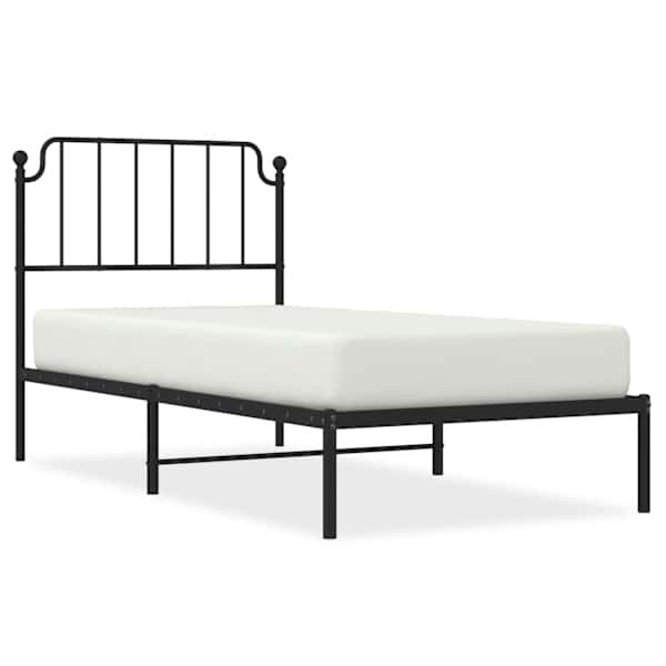 vidaXL metallist voodiraam peatsiga, must, 90x200 cm