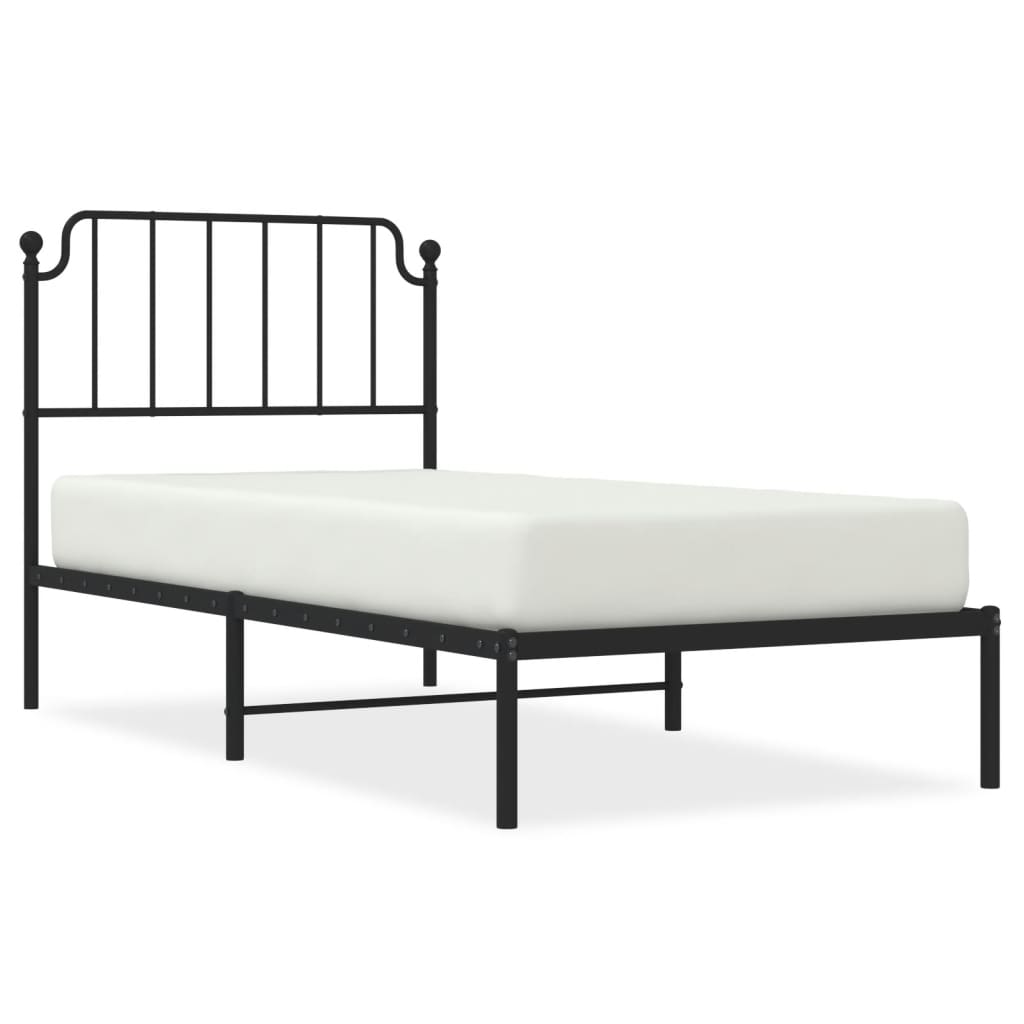 vidaXL Kovový rám postele s čelem černý 90 x 200 cm