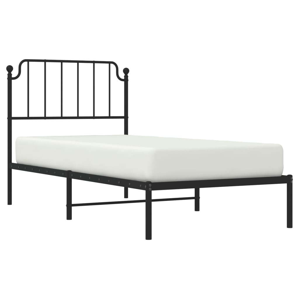 vidaXL Cadru pat metalic cu tăblie, negru, 90x200 cm