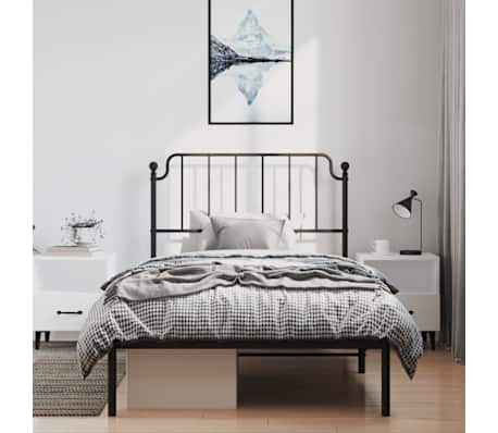 vidaXL Cadre de lit m&eacute;tal sans matelas avec t&ecirc;te de lit noir 100x190cm