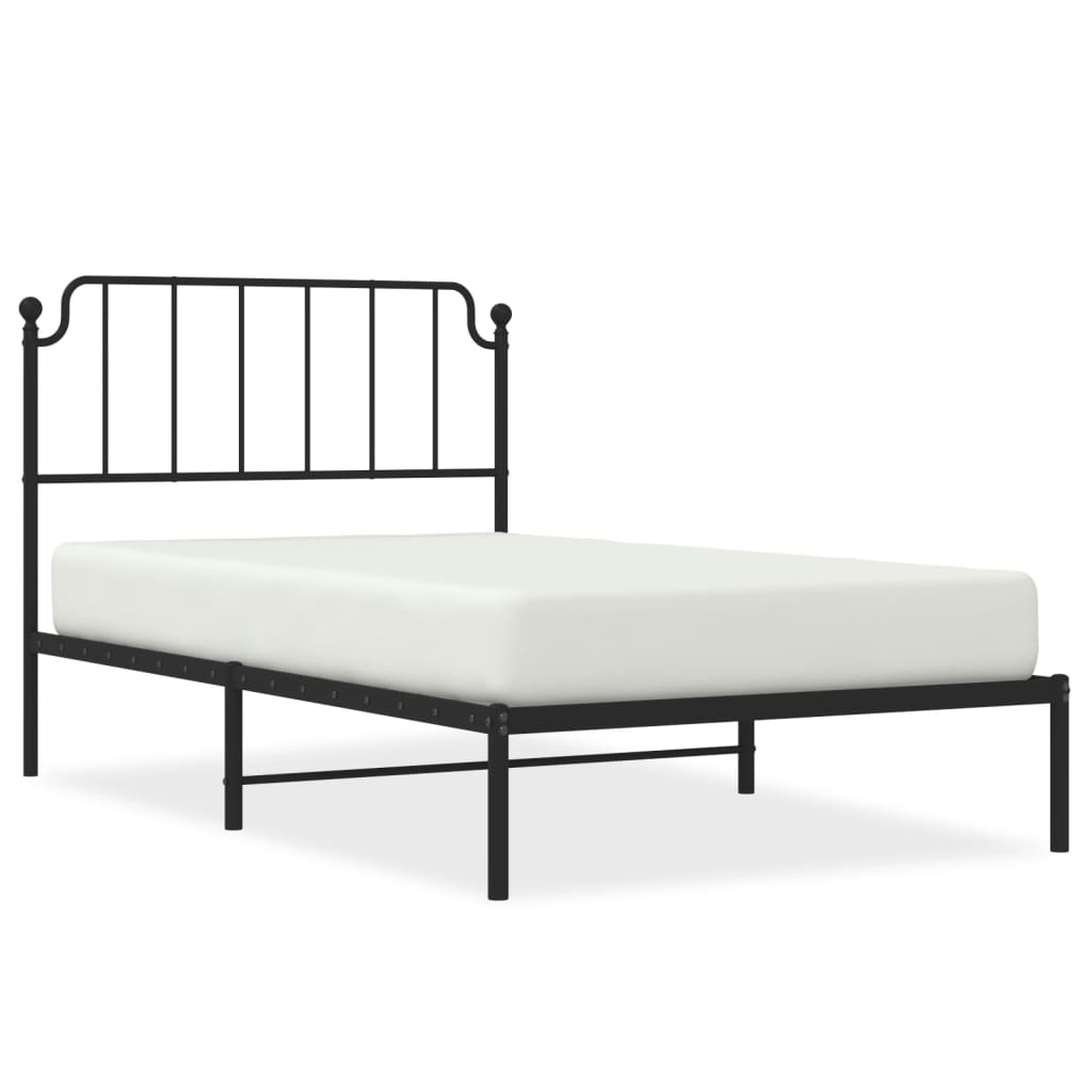 vidaXL Kovový rám postele s čelem černý 107 x 203 cm