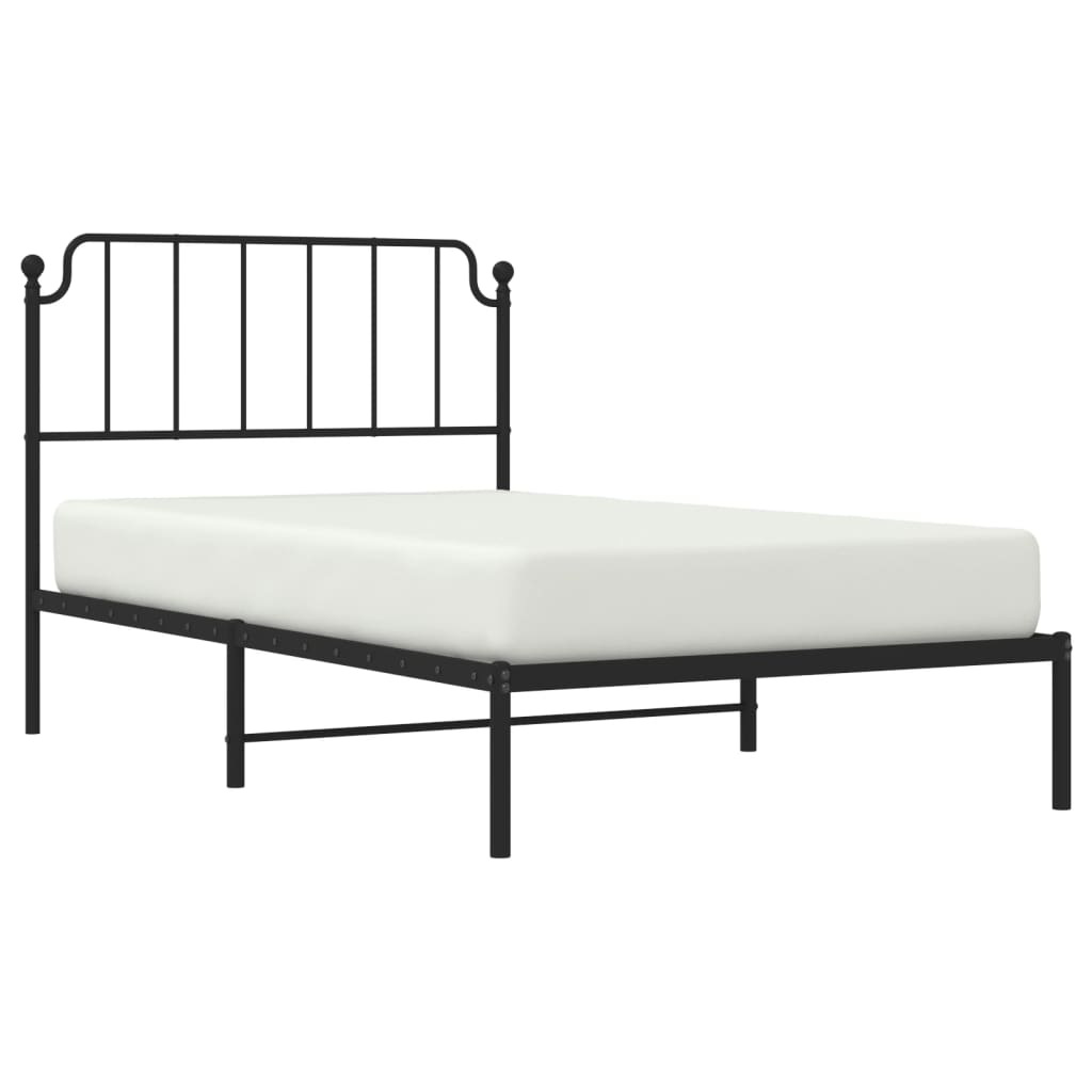 vidaXL Bedframe met hoofdbord metaal zwart 107x203 cm afbeelding