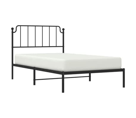 vidaXL gultas rāmis ar galvgali, melns metāls, 107x203 cm