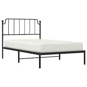 vidaXL gultas rāmis ar galvgali, melns metāls, 107x203 cm