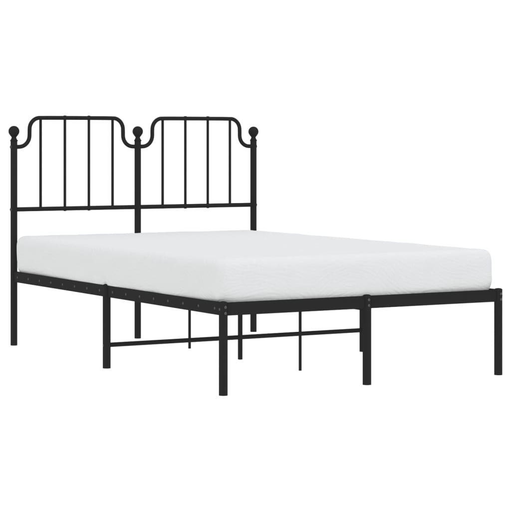 vidaXL Bedframe met hoofdbord metaal zwart 120x190 cm afbeelding