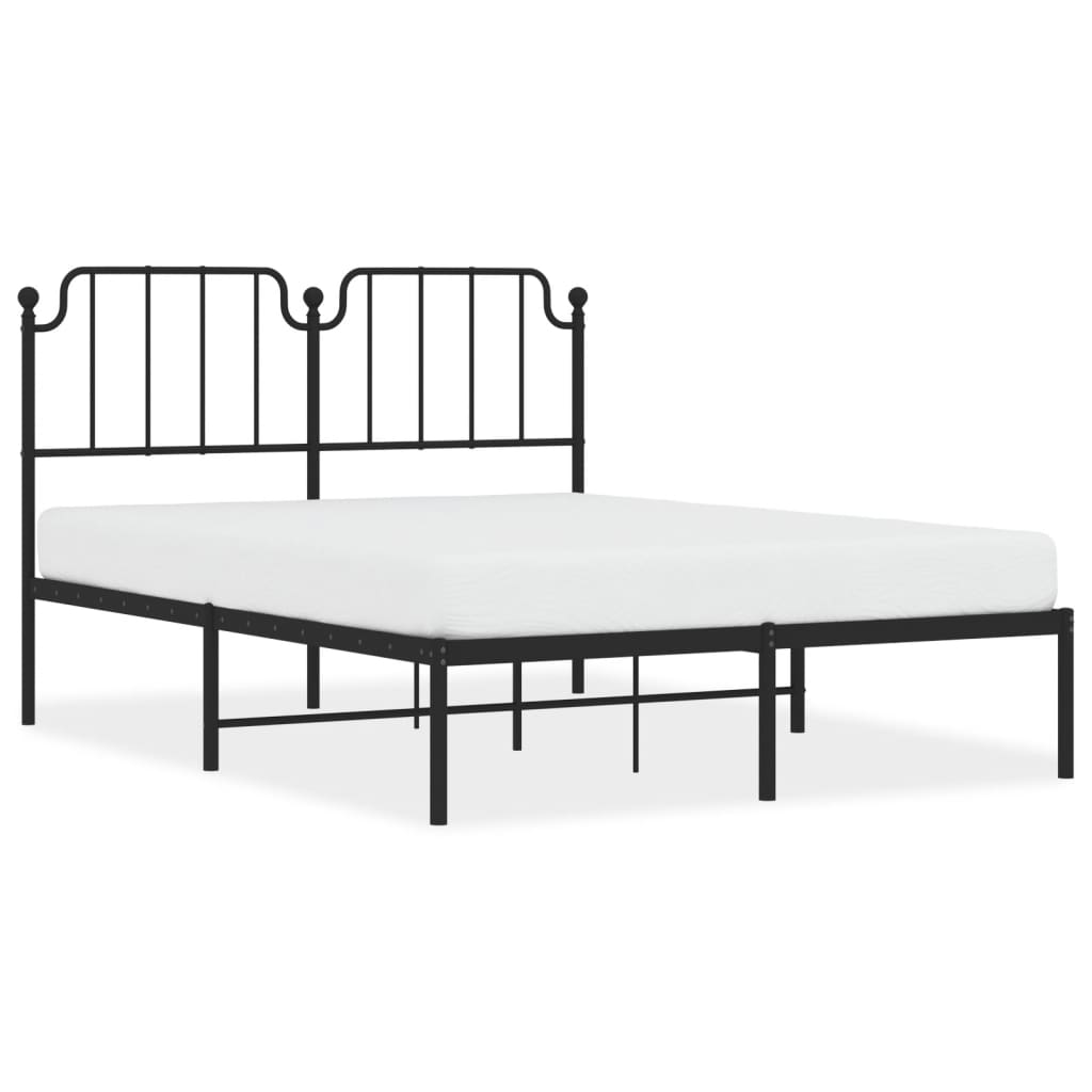 vidaXL Bedframe met hoofdbord metaal zwart 140x190 cm, foto 3