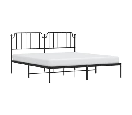 vidaXL Metal Bed Frame without Mattress with Headboard Black 160x200cm