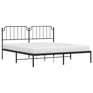 vidaXL Metal Bed Frame without Mattress with Headboard Black 160x200cm