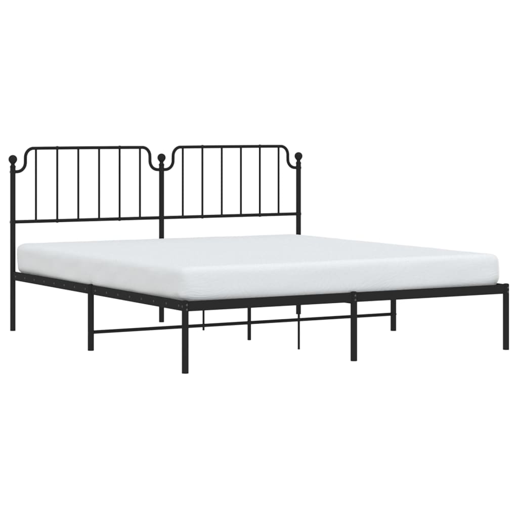 vidaXL Bedframe met hoofdbord metaal zwart 180x200 cm afbeelding