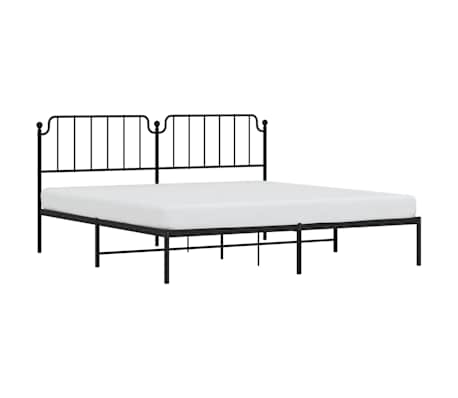 vidaXL Cadre de lit m&eacute;tal sans matelas avec t&ecirc;te de lit noir 200x200cm