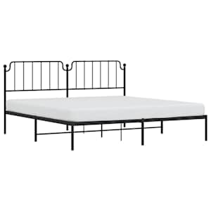 vidaXL Cadre de lit m&eacute;tal sans matelas avec t&ecirc;te de lit noir 200x200cm