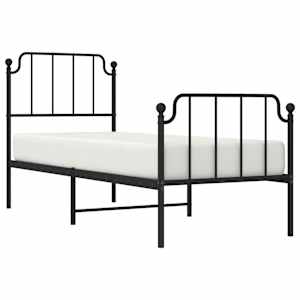 vidaXL Cadru pat metalic cu tăblii de cap/picioare , negru, 75x190 cm