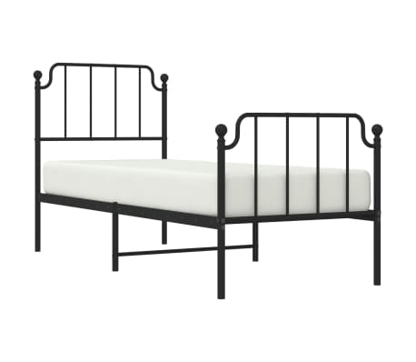 vidaXL Metal Bed Frame without Mattress with Footboard&nbsp;Black 80x200cm