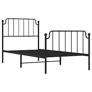 Kovový rám postele s hlavovým a nožním čelem černý 90 x 200 cm - obrázek 4