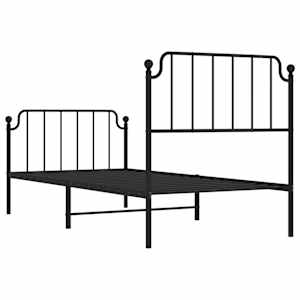 Kovový rám postele s hlavovým a nožním čelem černý 90 x 200 cm - obrázek 7