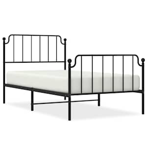 Kovový rám postele s hlavovým a nožním čelem černý 100 x 200 cm - obrázek 2