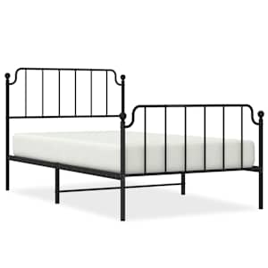 Kovový rám postele s hlavovým a nožním čelem černý 107 x 203 cm - obrázek 2