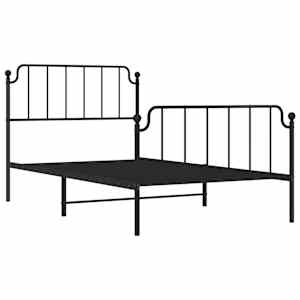 Kovový rám postele s hlavovým a nožním čelem černý 107 x 203 cm - obrázek 4