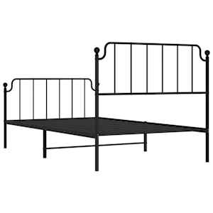 Kovový rám postele s hlavovým a nožním čelem černý 107 x 203 cm - obrázek 7