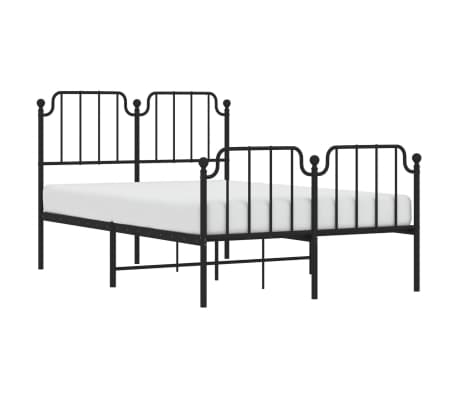 vidaXL Metal Bed Frame without Mattress with Footboard Black 120x190cm