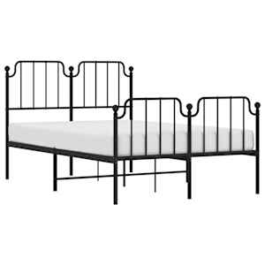 vidaXL Metal Bed Frame without Mattress with Footboard Black 120x190cm