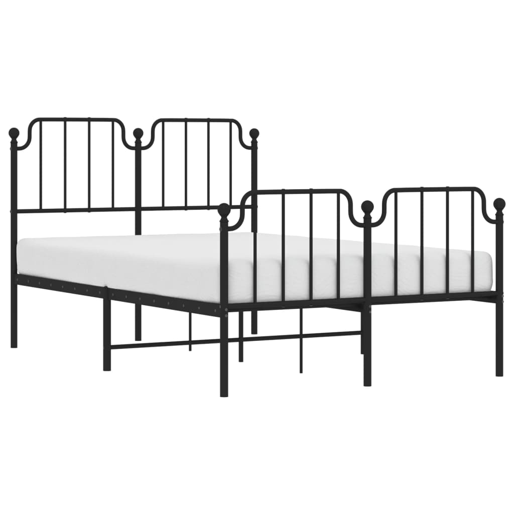 vidaXL Bedframe met hoofd- en voeteneinde metaal zwart 120x200 cm afbeelding