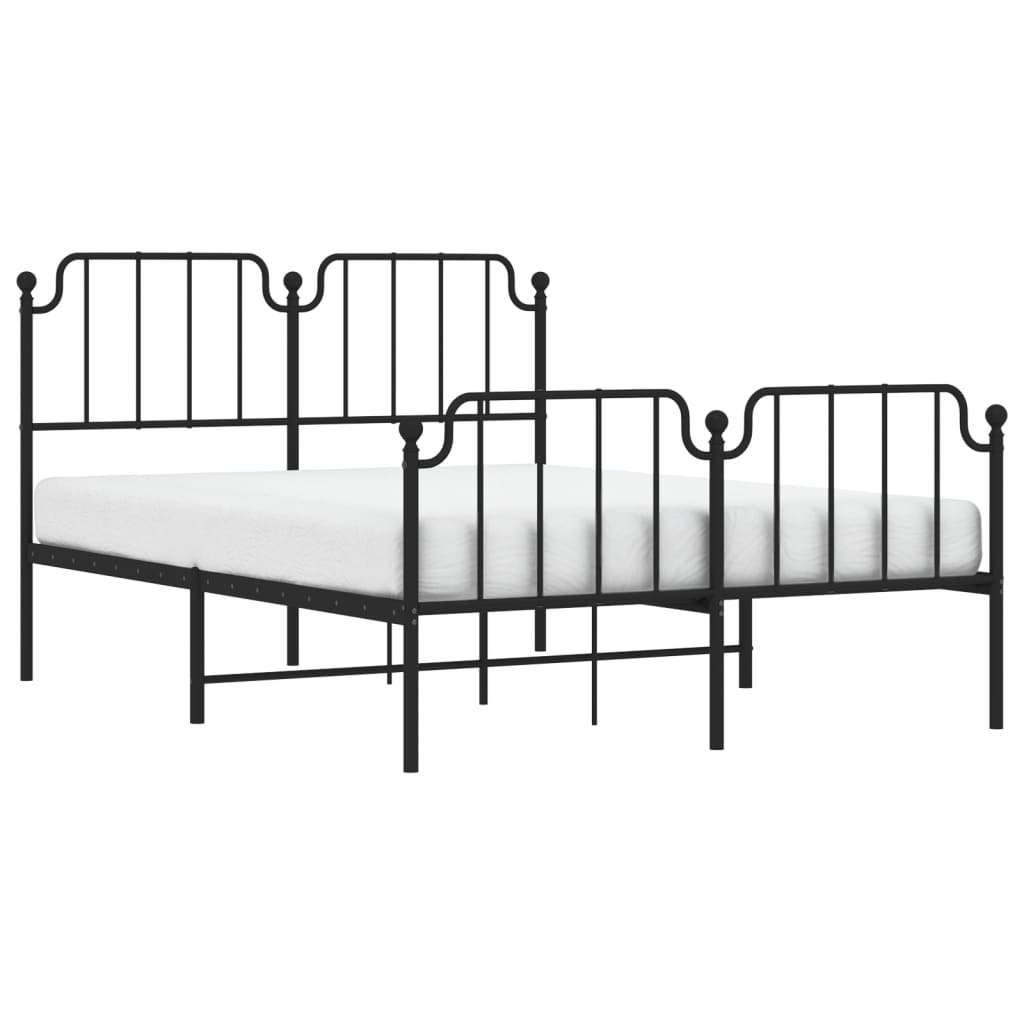 vidaXL Bedframe met hoofd- en voeteneinde metaal zwart 140x190 cm afbeelding