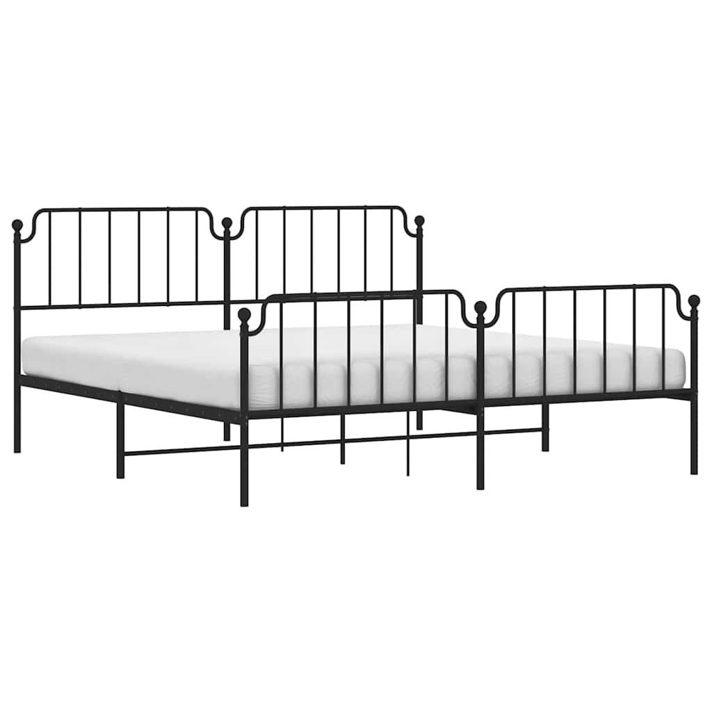 vidaXL Bedframe met hoofd- en voeteneinde metaal zwart 193x203 cm afbeelding
