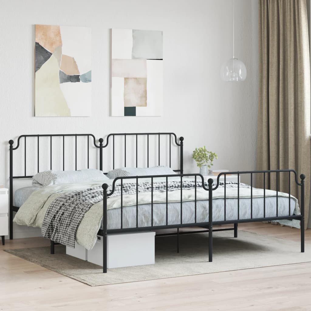 Metalni okvir kreveta s uzglavljem i podnožjem crni 193×203 cm Kreveti i dodaci za krevete Naručite namještaj na deko.hr