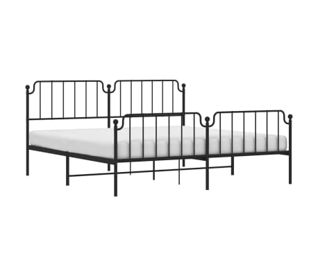 vidaXL Metal Bed Frame without Mattress with Footboard&nbsp;Black 200x200cm