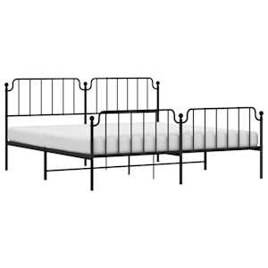 vidaXL Metal Bed Frame without Mattress with Footboard&nbsp;Black 200x200cm