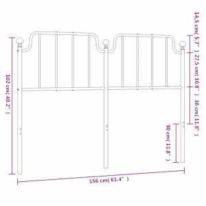 Kovové náhradní čelo postele černé 150 cm - obrázek 7