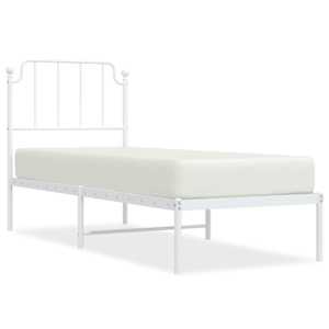 Kovový rám postele bez matrace s čelem bílý 75 x 190 cm - obrázek 2