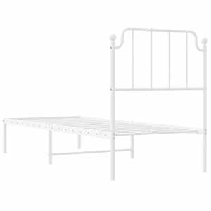 Kovový rám postele bez matrace s čelem bílý 75 x 190 cm - obrázek 7