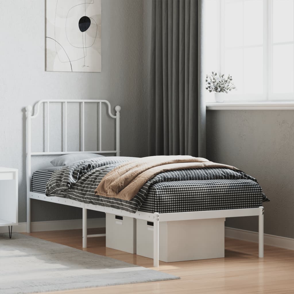 Metalni okvir za krevet s uzglavljem bijeli 75×190 cm Kreveti i dodaci za krevete Naručite namještaj na deko.hr