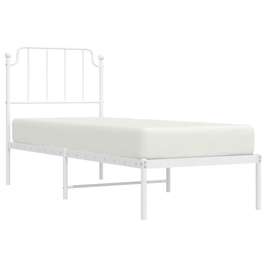 vidaXL Bedframe met hoofdbord metaal wit 80x200 cm afbeelding
