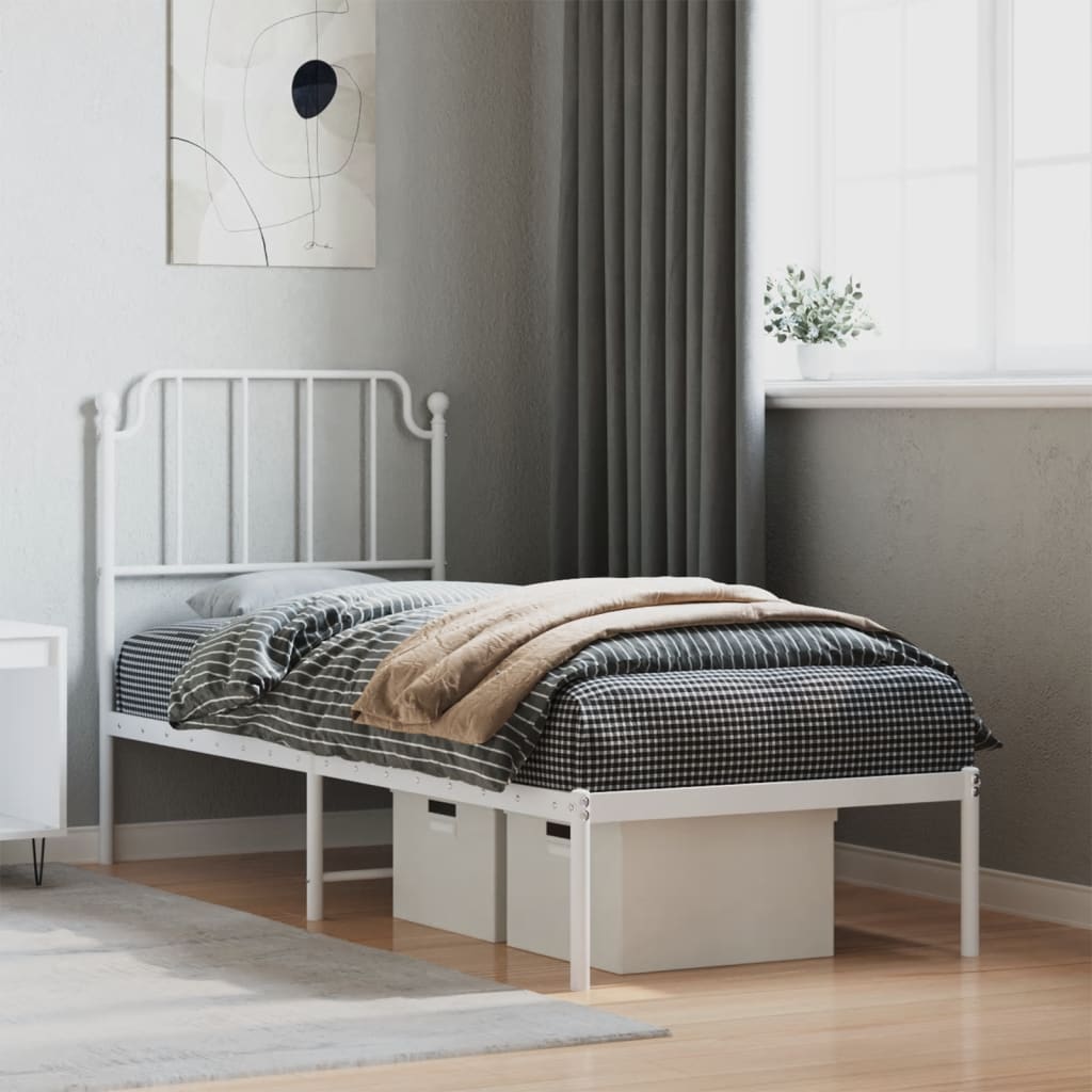 Metalni okvir za krevet s uzglavljem bijeli 80×200 cm Kreveti i dodaci za krevete Naručite namještaj na deko.hr